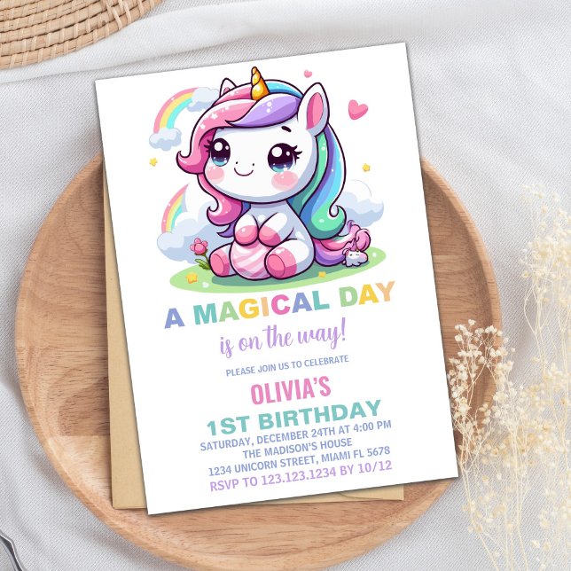 Pequeñas invitaciones de cumpleaños de Unicornio (Little Unicorn Birthday Invitations)