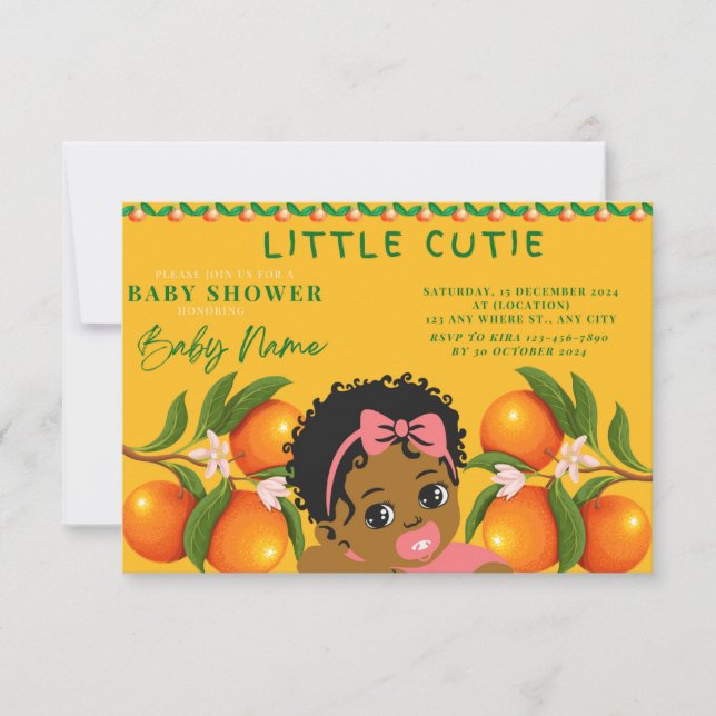 Pequeñas invitaciones de ducha para bebés cortitos (Anverso)