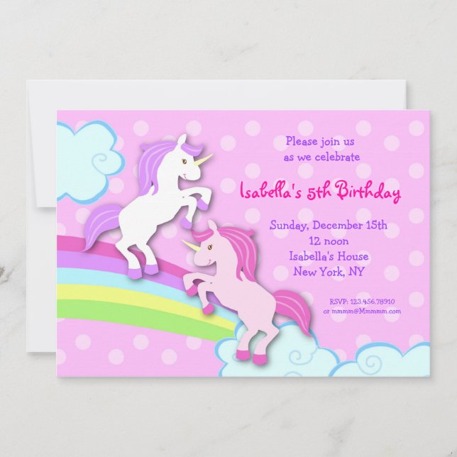 Pequeñas invitaciones de la fiesta de cumpleaños (Anverso)