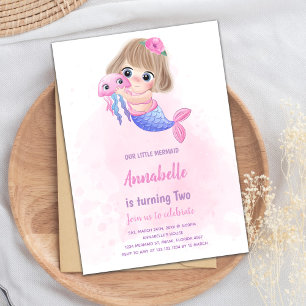 Pequeñas invitaciones de sirena rosada