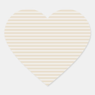 Pequeñas rayas beige Pegatina de Corazón de Marfil