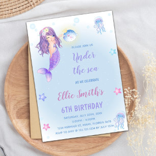 Pequeñas tarjetas de cumpleaños de sirena