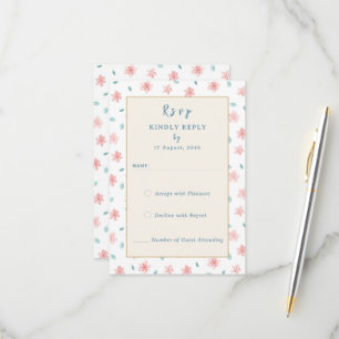Pequeñas tarjetas RSVP de invitación a boda floral