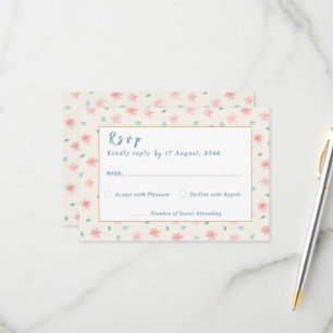 Pequeñas tarjetas RSVP de invitación a la boda de
