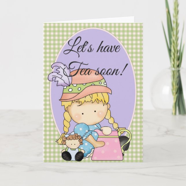Pequeño Agnus Chica Tea Fiesta Tarjeta de felicita (Anverso)