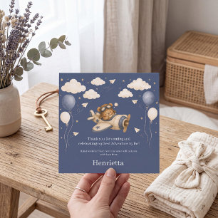 Pequeño Agradecimiento de Baby Shower Aviador Noct