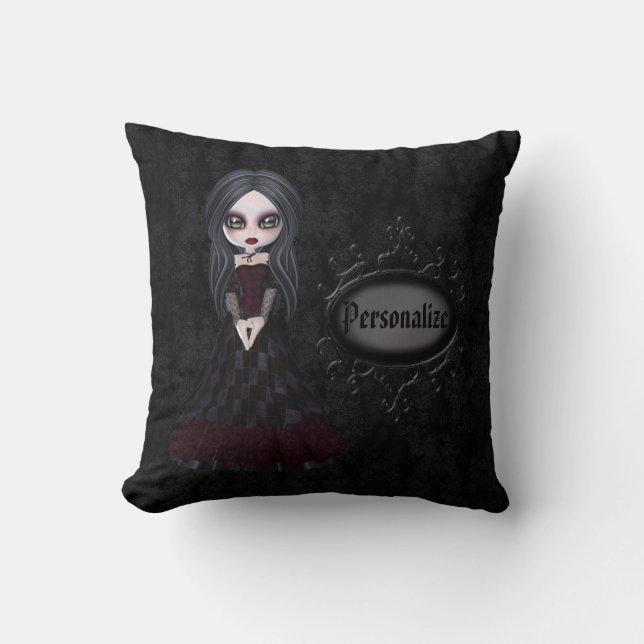 Pequeño almohada personalizada negro lindo del (Anverso)