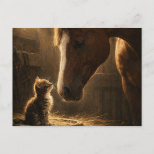 Pequeño amigo   Caballo y gatito   Tarjeta postal