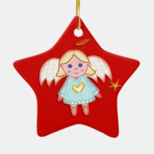 Pequeño ángel en ornamento rojo