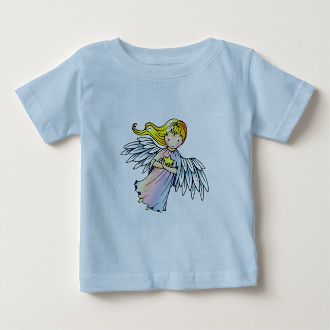 Pequeño ángel sostiene la camiseta del niño Onsie (Anverso)