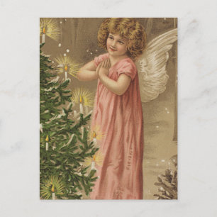 Pequeño Ángulo De Garbed Rosa En Árbol De Navidad