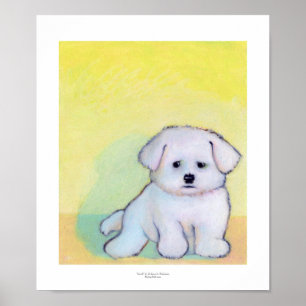 Pequeño arte blanco del perro que dibuja el