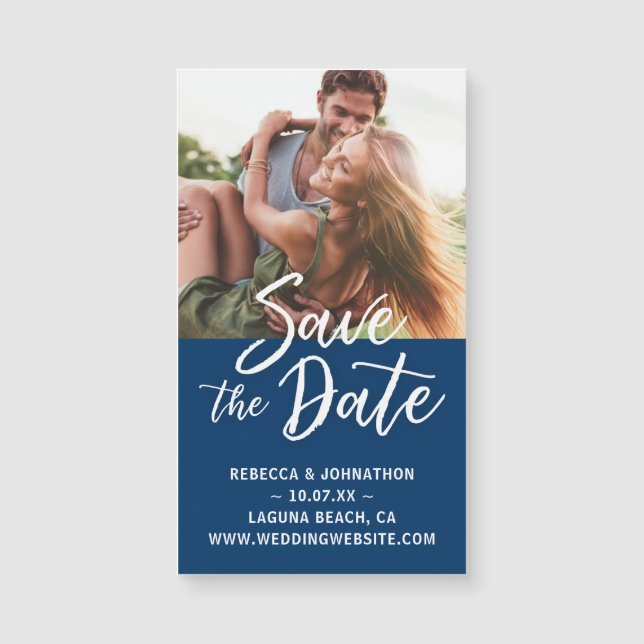 Pequeño azul marino salva los imanes de invitación (Anverso)