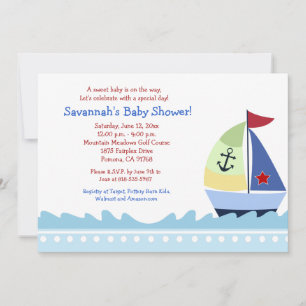 Pequeño barco de vela 5x7 Invitación Baby Shower