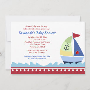 Pequeño barco de vela 5x7 Invitación Baby Shower