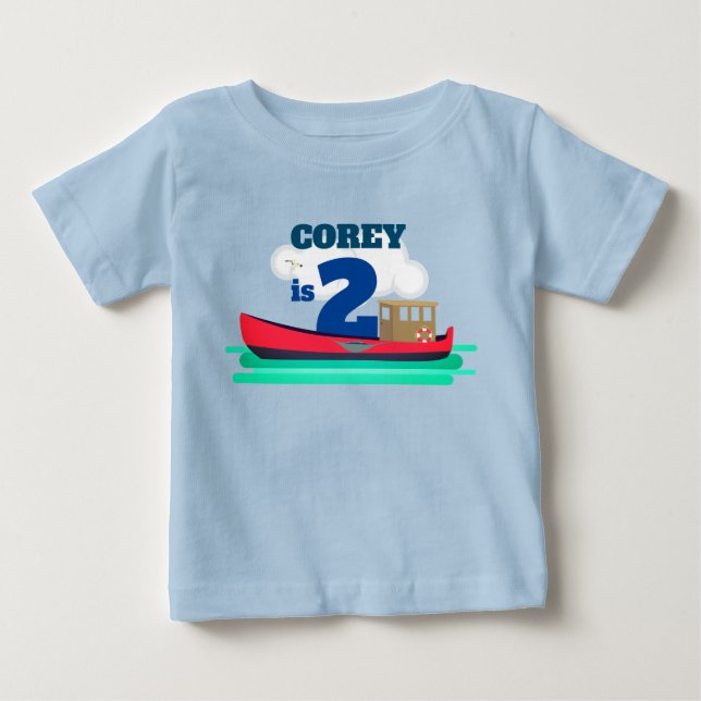 Pequeño barco rojo 2º cumpleaños Camiseta bebé (Anverso)