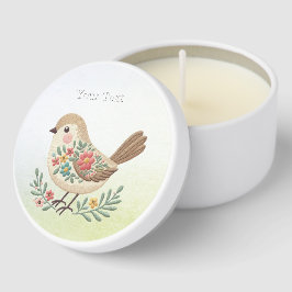Pequeño Bird Floral Gold Mini Candle Favores