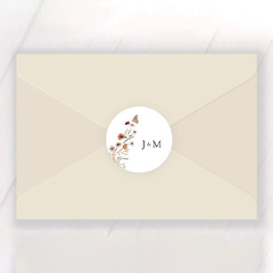 Pequeño Boda de Flores Silvestres Pegatina redondo