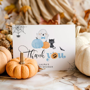 Pequeño Boo azul espeluznante ducha bebé tarjeta d
