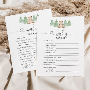 Pequeño bosque de oso desea tarjeta de bebé