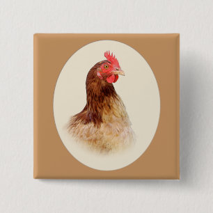 Pequeño botón de la gallina de Brown
