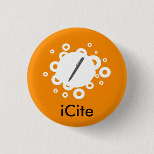 Pequeño botón del iCite anaranjado del ruido com