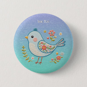 Pequeño botón floral de pájaro azul