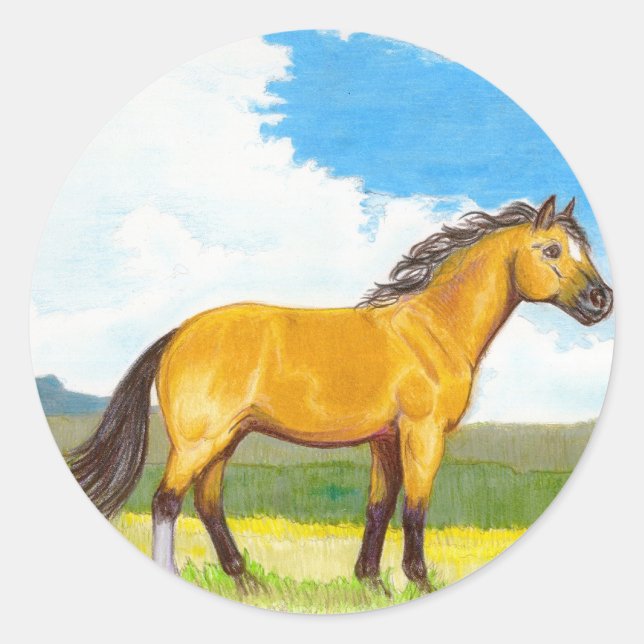 Pequeño caballo en los Pegatinas de la ronda de pr (Anverso)