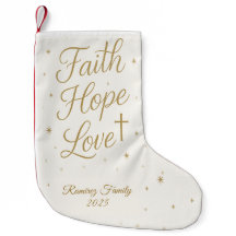 Calcetín Navideño Cristiano Fe Esperanza Amor