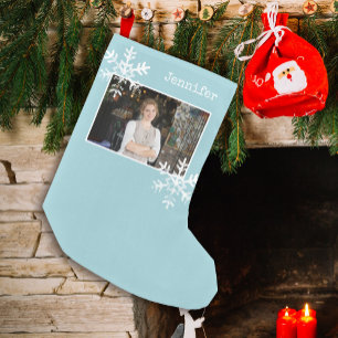 Pequeño Calcetín Navideño Personalizado con Copo de Nieve 
