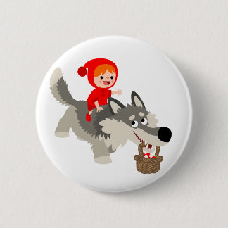 Pequeño capucha roja y la placa del botón lobo