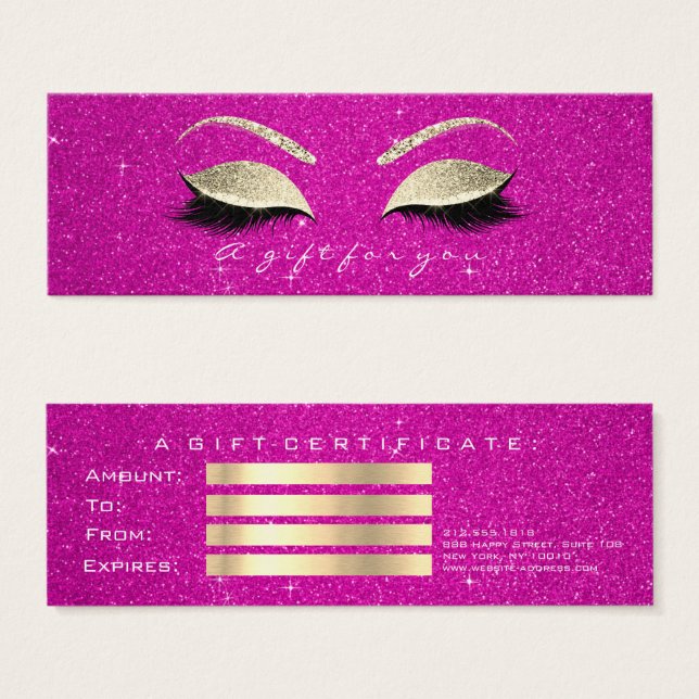 Pequeño certificado de regalo Maquillaje de glitte (Anverso y reverso)