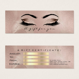 Pequeño certificado de regalo Rosa de maquillaje d