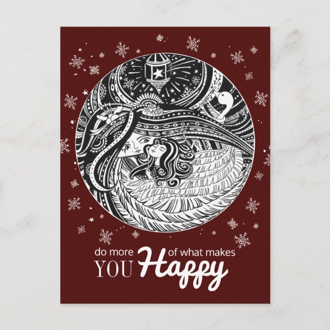 Pequeño Chica de coincidencia | Postal roja de vin (Anverso)