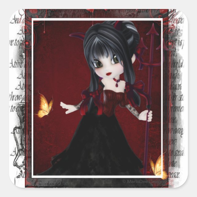 Pequeño Chica de Cookie Devil Diseño 1 Pegatinas (Anverso)