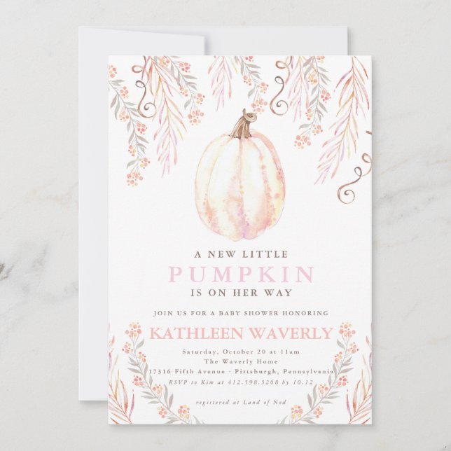 Pequeño Chica de invitaciones de Baby Shower de la (Anverso)