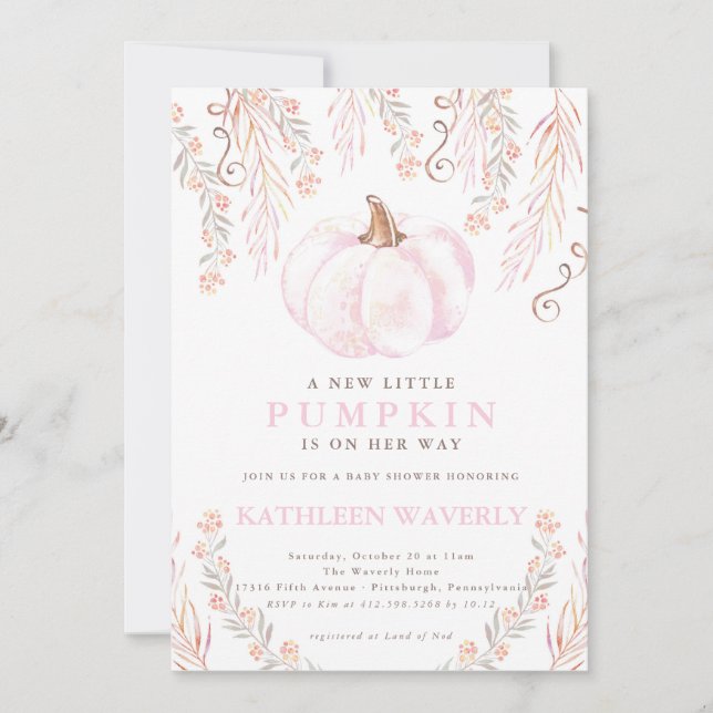 Pequeño Chica de la invitación de Baby Shower a la (Anverso)