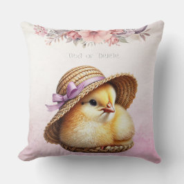 Pequeño Cojín decorativo de cinta rosa de pollo