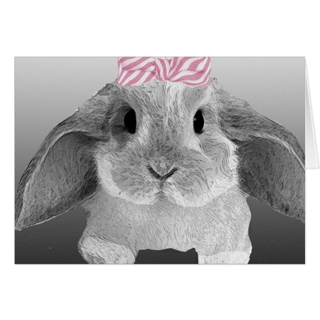 Pequeño conejito adorable con un arco rosado (Anverso (Horizontal))
