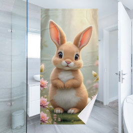 Pequeño conejito lindo rodeado de flores, niños