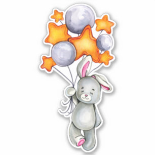 Pequeño conejito Naranja animal Pegatina gris