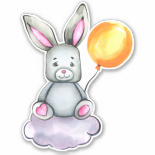 Pequeño conejito Naranja animal Pegatina gris