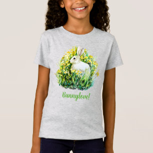 Pequeño conejo blanco y flores camiseta