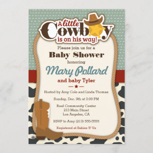 Pequeño Cowboy Invitación moderna de Baby Shower
