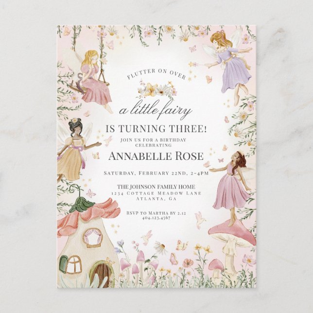 Pequeño cumpleaños encantado con la invitación al  (Anverso)