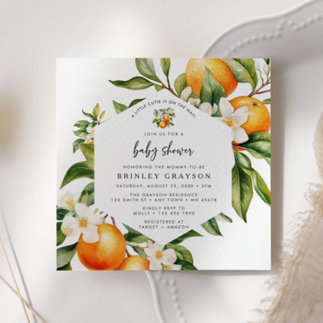 Pequeño Cutie Baby Shower Invitación a Citrus Nara (Little Cutie Baby Shower Invitation)