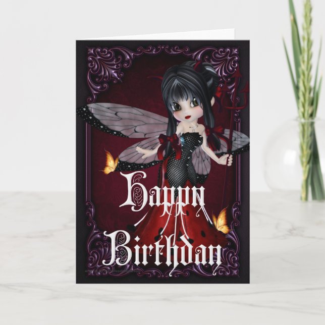 Pequeño Devil Ladybug Design 1b Tarjeta de cumplea (Anverso)