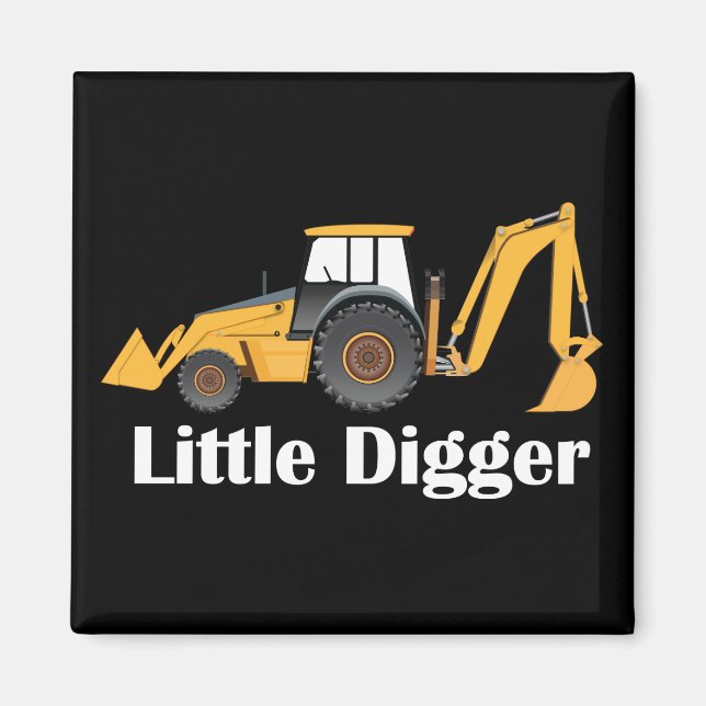 Pequeño Digger -  de imán cuadrado de 2 pulgadas (Frente)