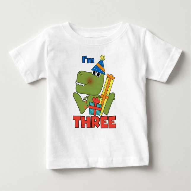 Pequeño Dino 3 camisetas de cumpleaños y regalos (Anverso)