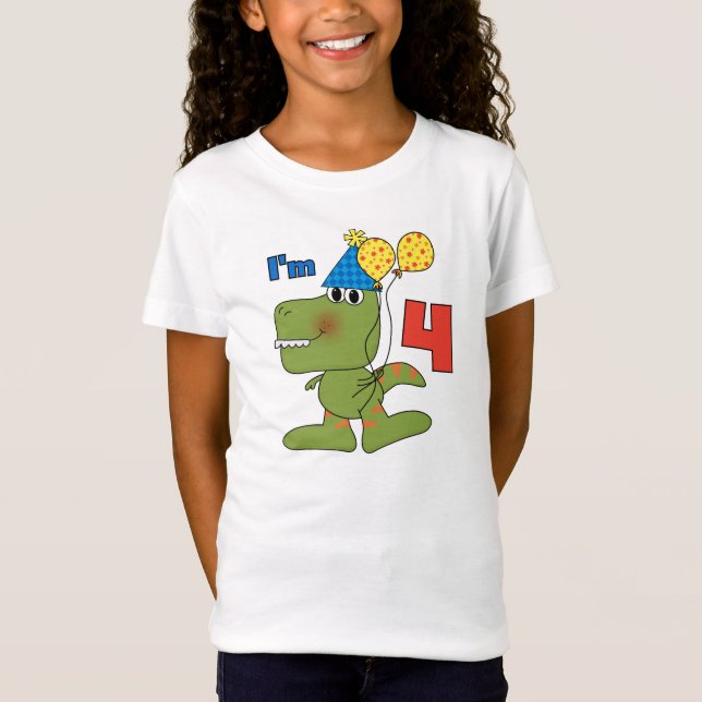 Pequeño Dino 4 camisetas de cumpleaños y regalos (Anverso)